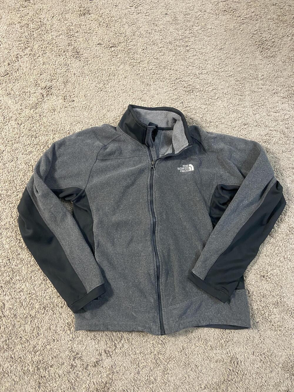 The North Face Jacket Mens Small Gray Black Full Zip Fleece Softshell Panels